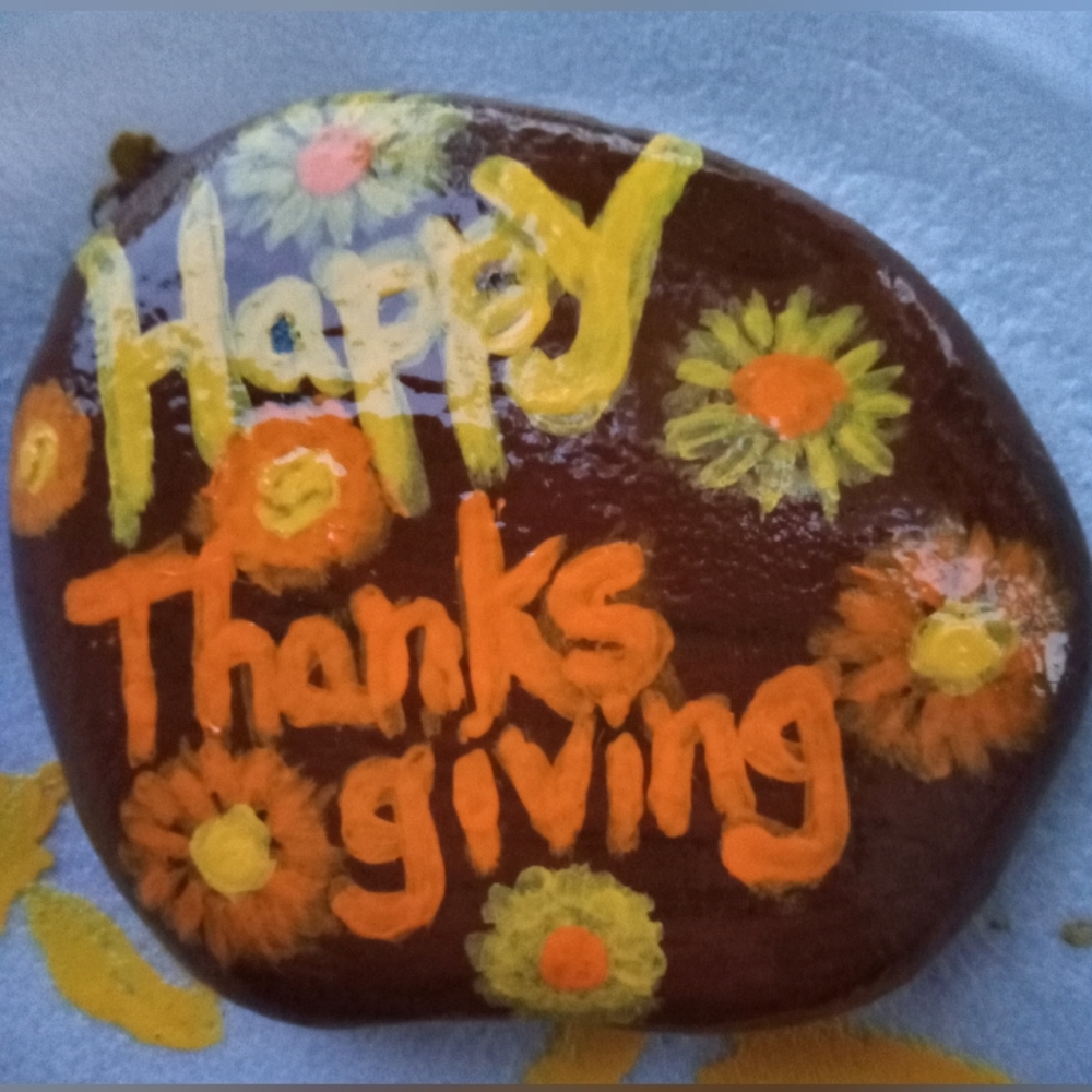 Thanksgiving Rock Hand-Painted by Me